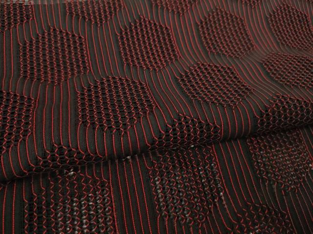 平和屋着物▽道行コート スリーシーズン 春夏秋 塵除け 亀甲文 黒地 正絹 逸品 AABG7676ck