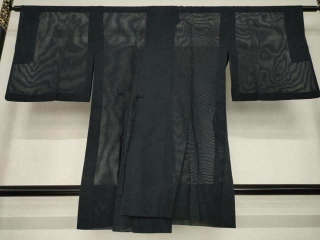 平和屋着物▽道中着 スリーシーズン 春夏秋 塵除け 亀甲紋紗 藍鉄色 正絹 逸品 AABG7677ck