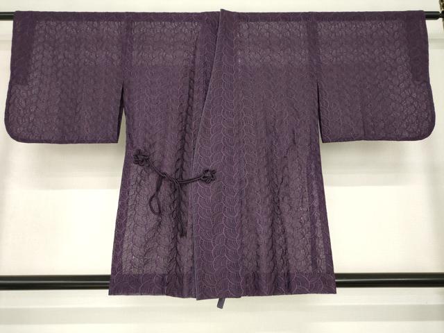 平和屋着物▽道中着　スリーシーズン　春夏秋　塵除け　幾何学文様　葡萄鼠色　レース　AABG7678ck