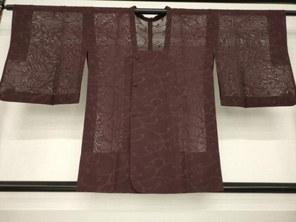 平和屋着物▽道行コート スリーシーズン 春夏秋 塵除け 立波紋紗 黒鳶色 正絹 逸品 AABG7680ck