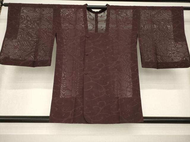 平和屋着物▽道行コート スリーシーズン 春夏秋 塵除け 立波紋紗 黒鳶色 正絹 逸品 AABG7680ck