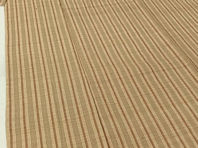 平和屋着物▽上質な紬 単衣 縞 正絹 逸品 AABG7684jh