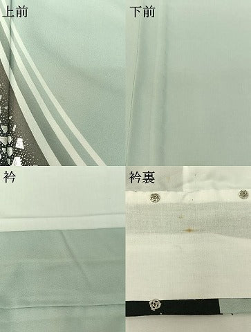 平和屋着物▽訪問着　単衣　箔散らし文様　暈し染め　銀彩　洗える着物　AABG7686jh