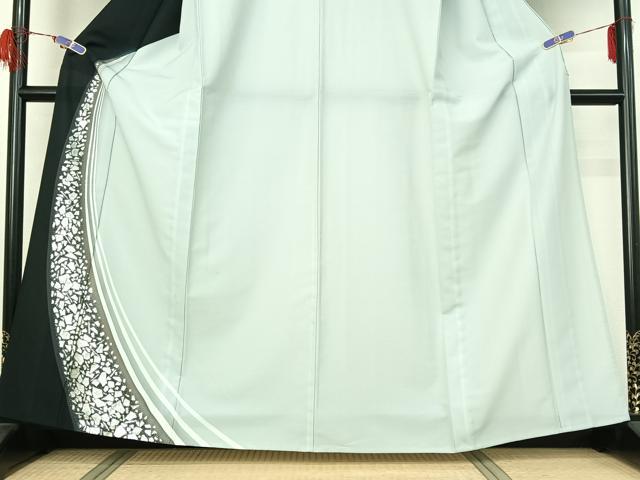 平和屋着物▽訪問着　単衣　箔散らし文様　暈し染め　銀彩　洗える着物　AABG7686jh