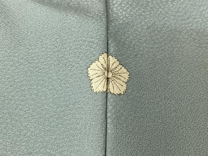 平和屋着物▽上質な色無地 単衣 風景地紋 浅縹色 正絹 逸品 AABG7693jh