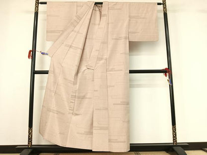 平和屋着物▽上質な紬 単衣 霞文 正絹 逸品 AABG7694jh