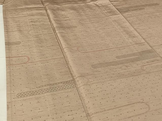 平和屋着物▽上質な紬 単衣 霞文 正絹 逸品 AABG7694jh