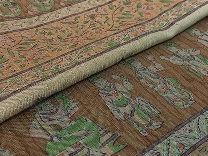 平和屋着物▽訪問着 単衣 作家物 紬地 手描き 横段人物花文 正絹 逸品 AABG7696jh