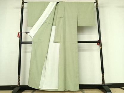 平和屋着物▽お召 単衣 夏虫色 正絹 逸品 AABG7698jh