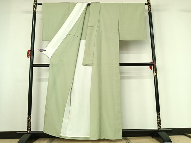 平和屋着物▽お召 単衣 夏虫色 正絹 逸品 AABG7698jh
