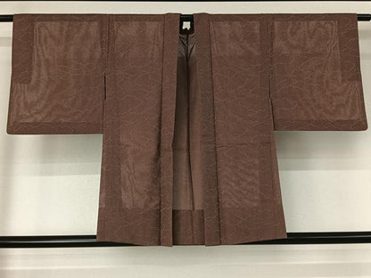 平和屋着物▽羽織 スリーシーズン 春夏秋 塵除け 雲取り地紋 枯葉色 正絹 逸品 AABG7700jh