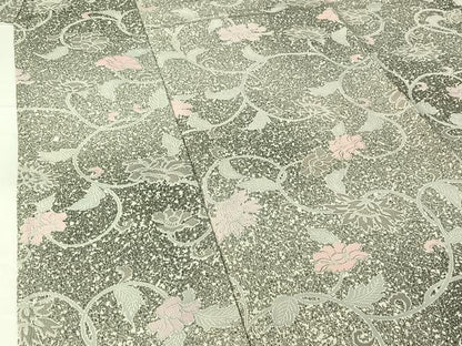 平和屋着物▽上質な小紋 単衣 花唐草文 正絹 逸品 AABG7701jh