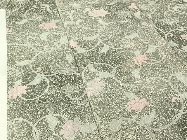 平和屋着物▽上質な小紋 単衣 花唐草文 正絹 逸品 AABG7701jh
