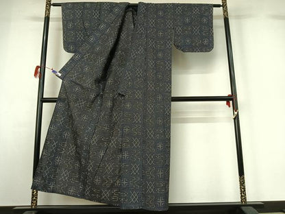 平和屋着物▽小紋 単衣 琉球絣文様 AABG7703jh