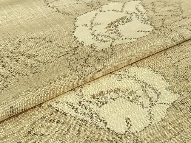 平和屋着物▽上質な紬 単衣 草花文 正絹 逸品 AABG7704jh