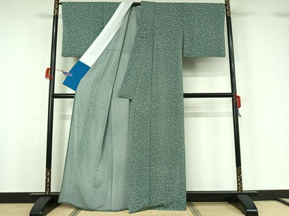 平和屋着物▽上質な小紋 単衣 花づくし文 正絹 逸品 AABG7708jh