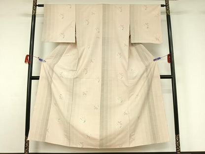 平和屋着物▽上質な紬 単衣 絞り 草花文 正絹 逸品 AABG7709jh