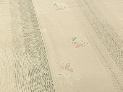 平和屋着物▽上質な紬 単衣 絞り 草花文 正絹 逸品 AABG7709jh