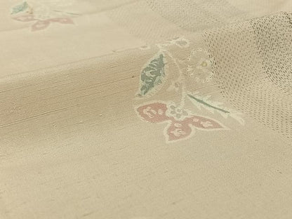 平和屋着物▽上質な紬 単衣 絞り 草花文 正絹 逸品 AABG7709jh