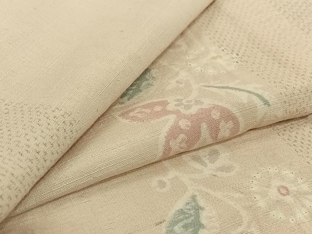 平和屋着物▽上質な紬 単衣 絞り 草花文 正絹 逸品 AABG7709jh