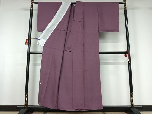 平和屋着物▽上質な色無地 単衣 本草木染 古代紫色 正絹 逸品 AABG7712jh