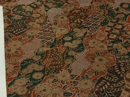 平和屋着物▽上質な小紋 単衣 紬地 辻が花 手描き 正絹 逸品 AABG7713jh