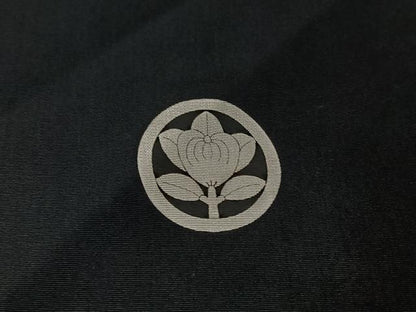 平和屋着物▽男性　黒紋付　暗黒色　正絹　逸品　AABG7714jh