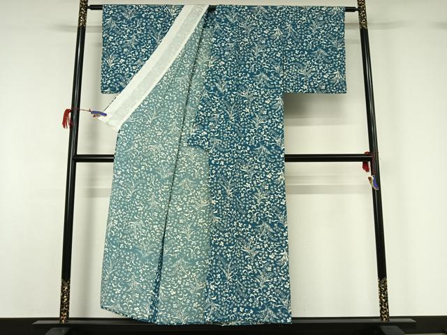 平和屋着物▽上質な小紋 単衣 草花文 正絹 逸品 AABG7715jh