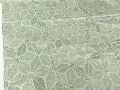 平和屋着物▽お召 単衣 麻の葉文様 正絹 逸品 AABG7718jh