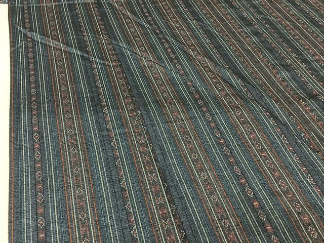 平和屋着物▽上質な紬 単衣 縞 正絹 逸品 AABG7722jh
