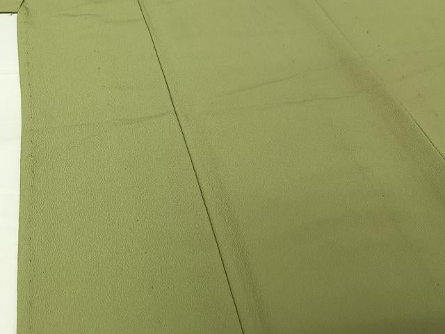平和屋着物▽色無地 単衣 苗色 洗える着物 AABG7724jh