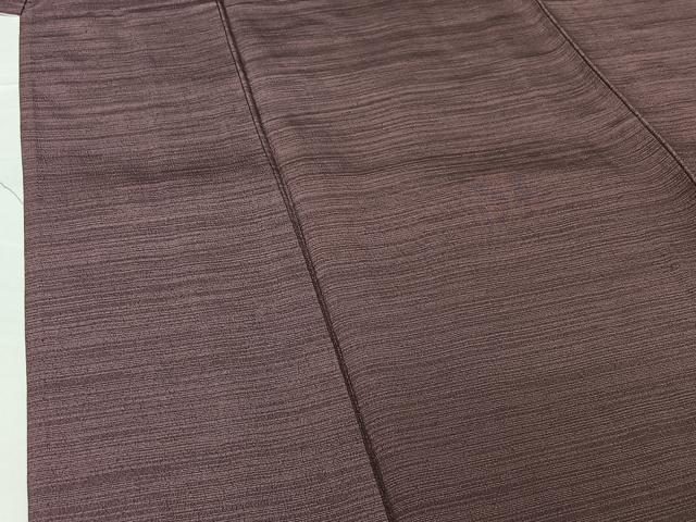 平和屋着物▽お召　単衣　葡萄鼠色　正絹　逸品　AABG7725jh