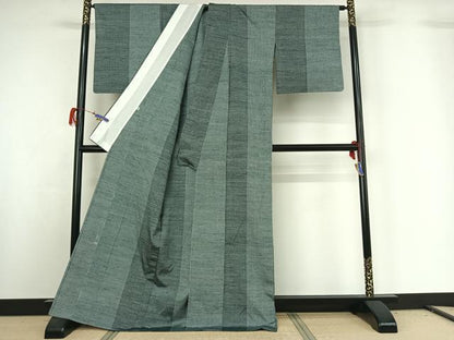 平和屋着物▽絲藝苑 上島洋山 紬 単衣 縞 そごう百貨店扱い 正絹 逸品 AABG7726jh