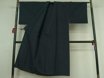 平和屋着物▽男性 髭紬 アンサンブル 単衣 濃藍色 正絹 逸品 AABG7728jh