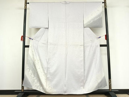 平和屋着物▽訪問着　単衣　草花文　暈し染め　金彩　正絹　逸品　AABG7731jh