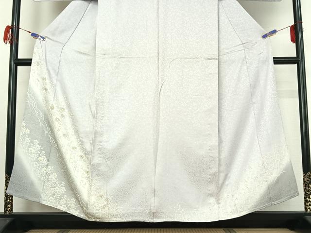 平和屋着物▽訪問着　単衣　草花文　暈し染め　金彩　正絹　逸品　AABG7731jh