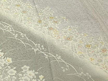 平和屋着物▽訪問着　単衣　草花文　暈し染め　金彩　正絹　逸品　AABG7731jh