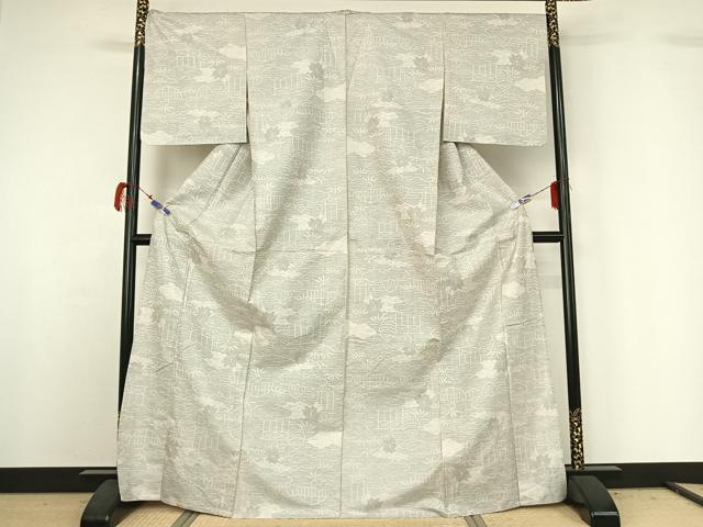 平和屋着物○上質な紬 刺子 七宝花文 正絹 逸品 DAAV1485tw