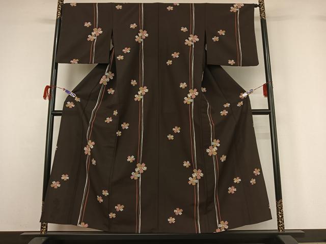 平和屋着物▽小紋　単衣　舞花文　やまと誂製　洗える着物　AABG7736jh 平和屋着物▽小紋 単衣 舞花文 やまと誂製 洗える着物 AABG7736jh