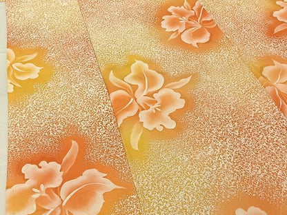 平和屋着物▽上質な小紋 単衣 地紋起こし 草花文 暈し染め 正絹 逸品 AABG7737jh
