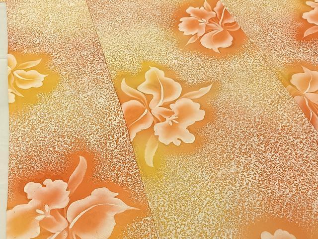 平和屋着物▽上質な小紋 単衣 地紋起こし 草花文 暈し染め 正絹 逸品 AABG7737jh