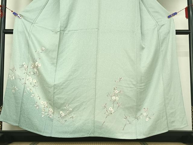 平和屋着物▽訪問着 単衣 枝花文 正絹 逸品 AABG7739jh