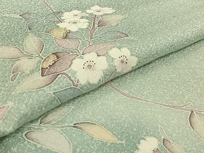 平和屋着物▽訪問着 単衣 枝花文 正絹 逸品 AABG7739jh