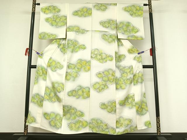 平和屋着物▽上質な小紋 単衣 手描き 樹林文 暈し染め 正絹 逸品 AABG7741jh