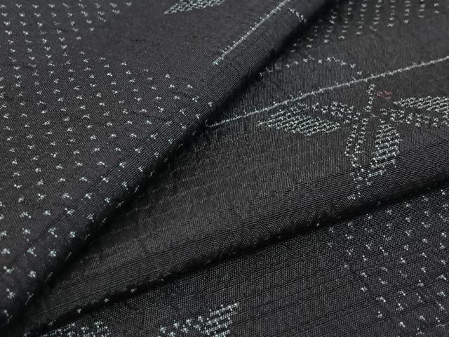 平和屋着物▽上質な紬 単衣 草葉文 正絹 逸品 AABG7743jh