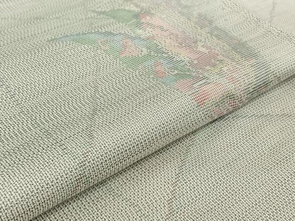 平和屋着物▽本場大島紬 白大島 単衣 舞蝶文 正絹 逸品 AABG7744jh