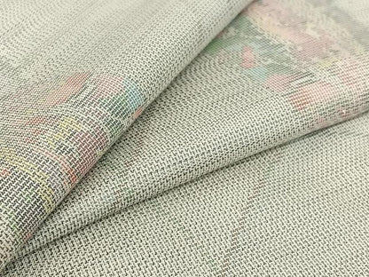 平和屋着物▽本場大島紬 白大島 単衣 舞蝶文 正絹 逸品 AABG7744jh