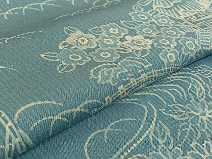 平和屋着物▽訪問着 単衣 刺繍 風景花文 銀糸 正絹 逸品 AABG7745jh