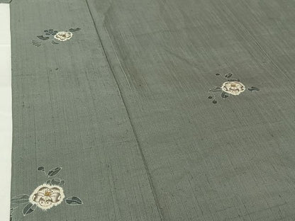 平和屋着物▽上質な紬 単衣 絞り 手描き 辻が花 正絹 逸品 AABG7748jh