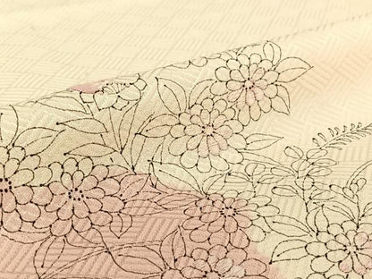 平和屋着物▽中国三大刺繍 相良刺繍 訪問着 単衣 手描き 絞り 草花文 正絹 逸品 AABG7749jh